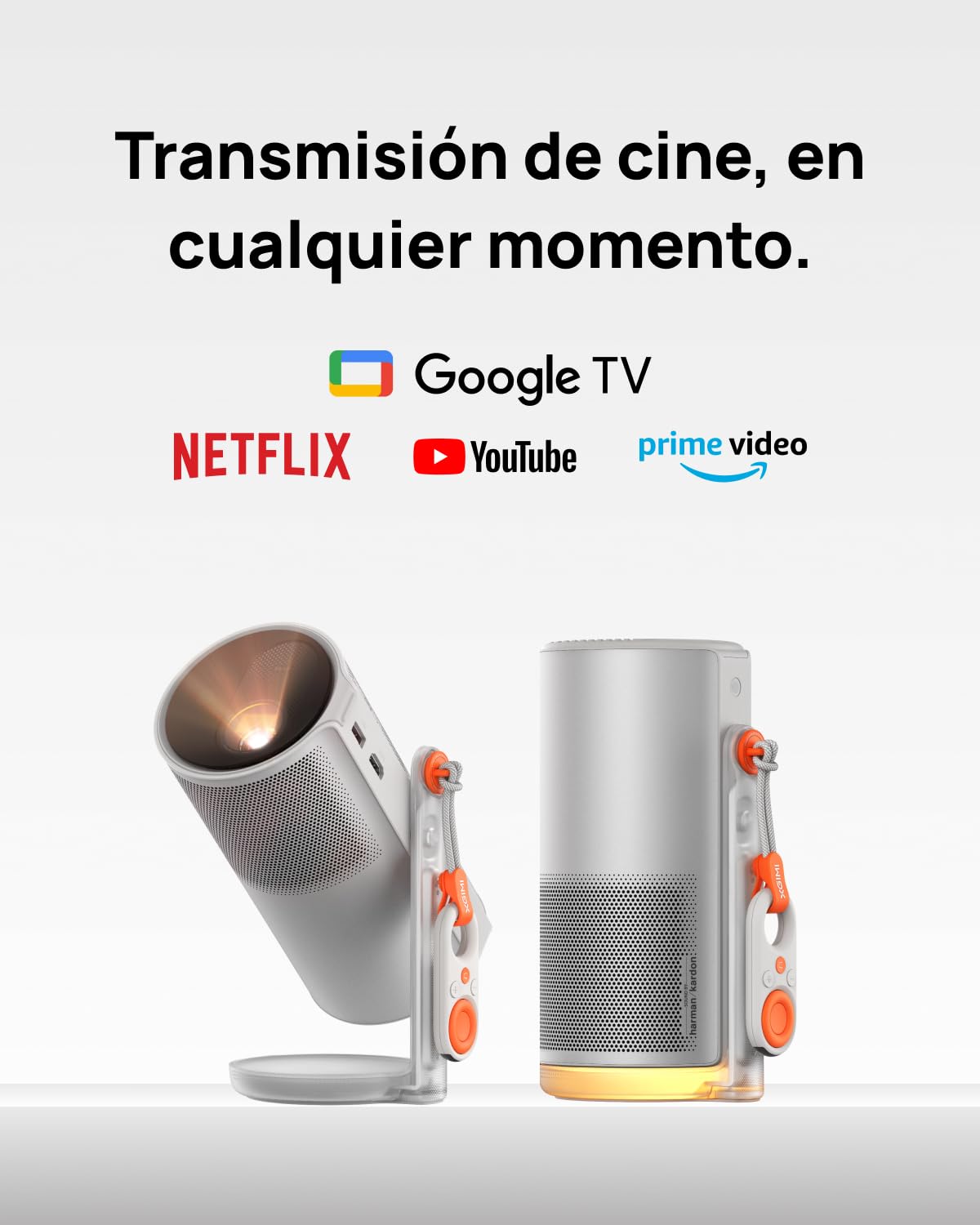 XGIMI MoGo 4 Proyector Portátil con Batería, 450 Lúmenes ISO, Google TV | Netflix Oficial y Soporte Ajustable de 360°, Autonomía de 2.5h, Altavoces Harman Kardon 12W y Filtro Sunset