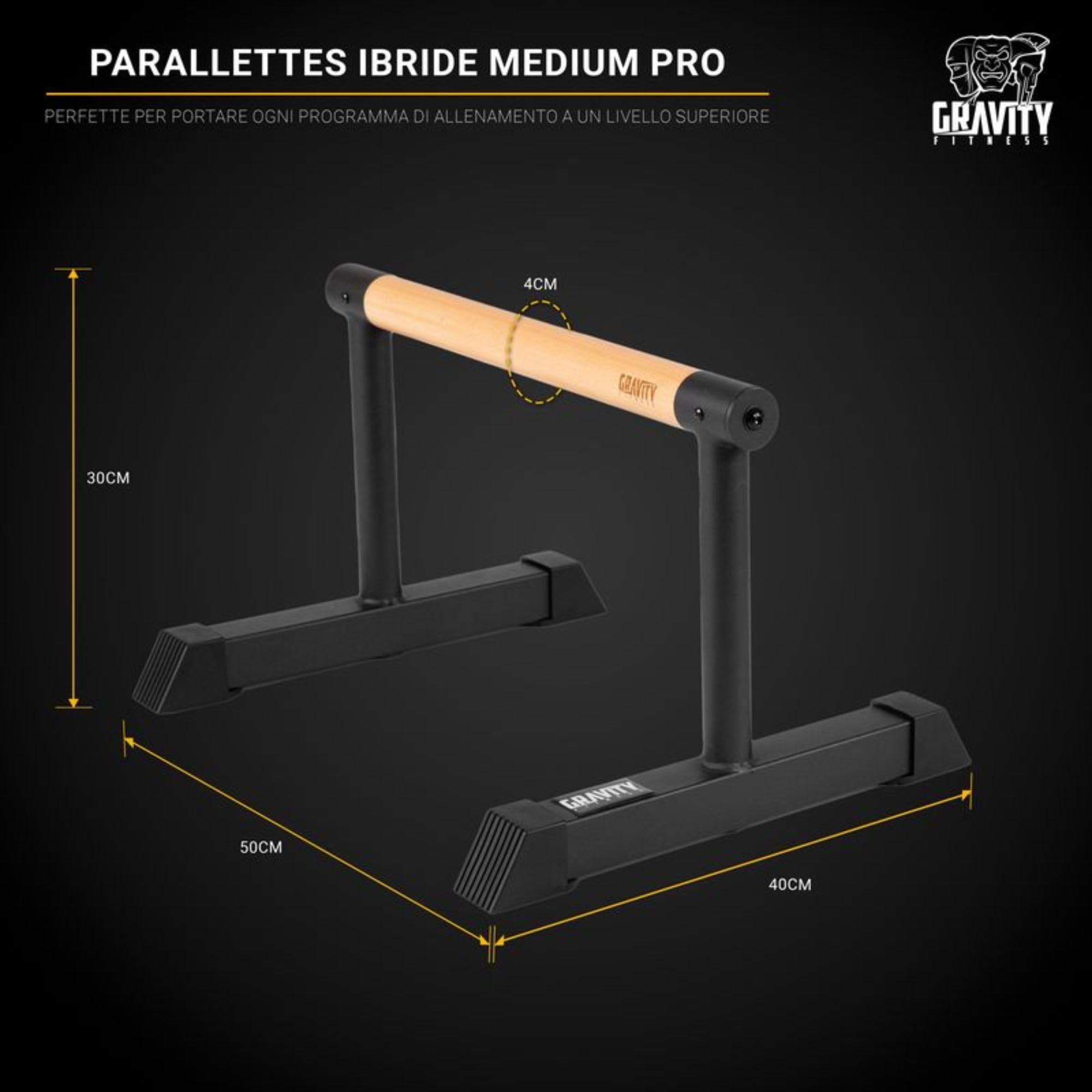 Gravity Fitness Parallettes - Nuovi manici ibridi in legno - Calisthenics, Crossfit, uso domestico e commerciale