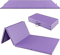 Vista 10 de GYMAX Colchoneta de gimnasia, 4 x 8 x 2 pulgadas, plegable, gruesa, con asas de transporte y costuras resistentes, cubierta de piel sintética