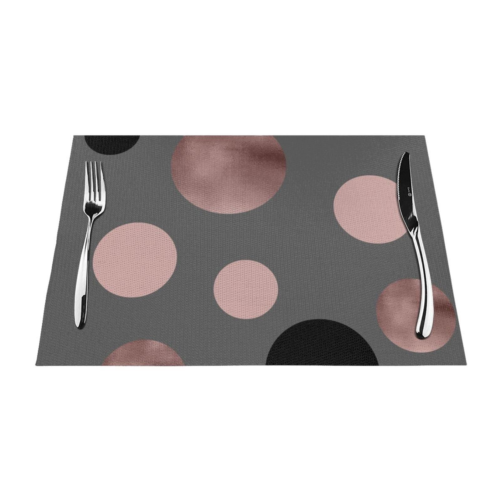 Sets de table anti-tache en PVC noir et rose poudré pour protéger des assiettes chaudes