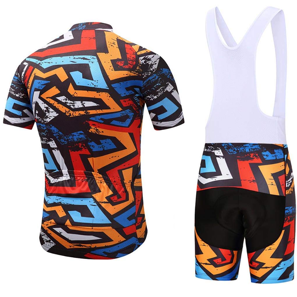 Maillot de Cyclisme Manches Courtes Homme avec Cuissard à Bretelle 20D Gel Rembourré,VTT Courtes Respirant Vêtements de Cyclisme Sports Shorts Pantalons avec Tee Shirt Motif Animalier