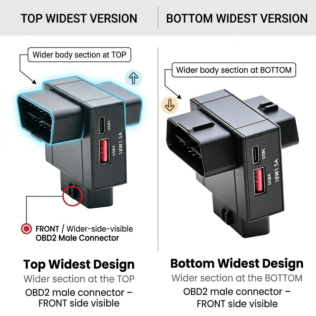 iKKEGOL Adaptateur répartiteur OBD2, OBD II 16 broches 1 mâle vers 2 femelles câble d'extension avec ports de charge USB et USB-C, répartiteur OBD2 Y 2 voies double convertisseur pour diagnostic de