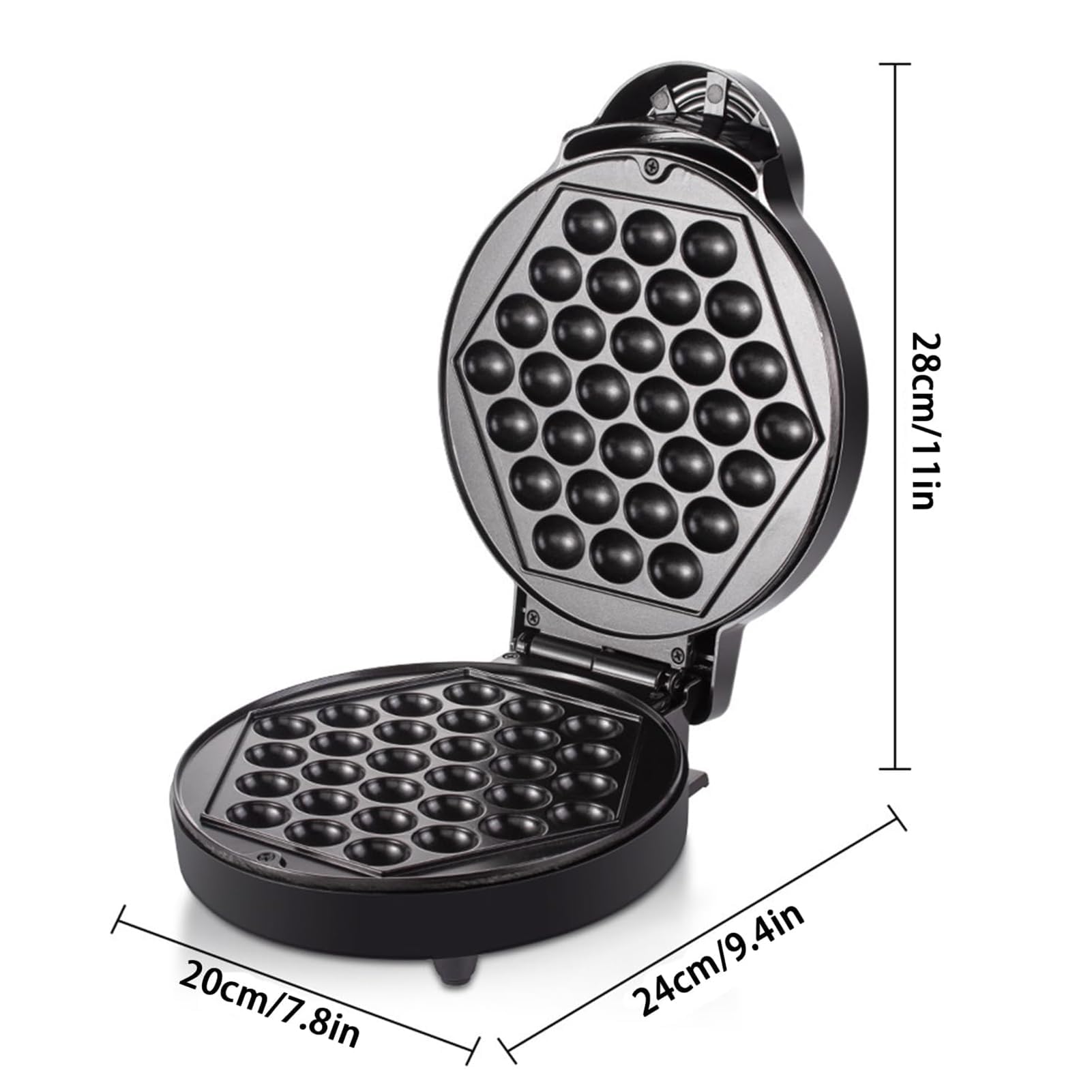 Macchina per waffle a bolle a 30 cavità | Forno antiaderente da 1000W con lampada LED e piedini antiscivolo, riscaldamento su entrambi i lati
