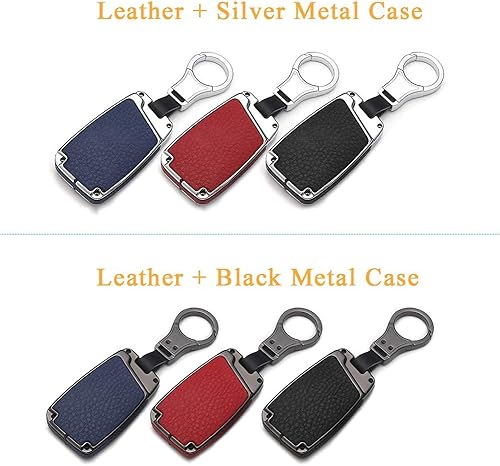 Miniatura 8 de HIBEYO Funda para llave de cuero de aleación de zinc compatible con Volkswagen Golf 7 MK7 Atlas Jetta Passat Arteon Tiguan Key Fob funda de 3