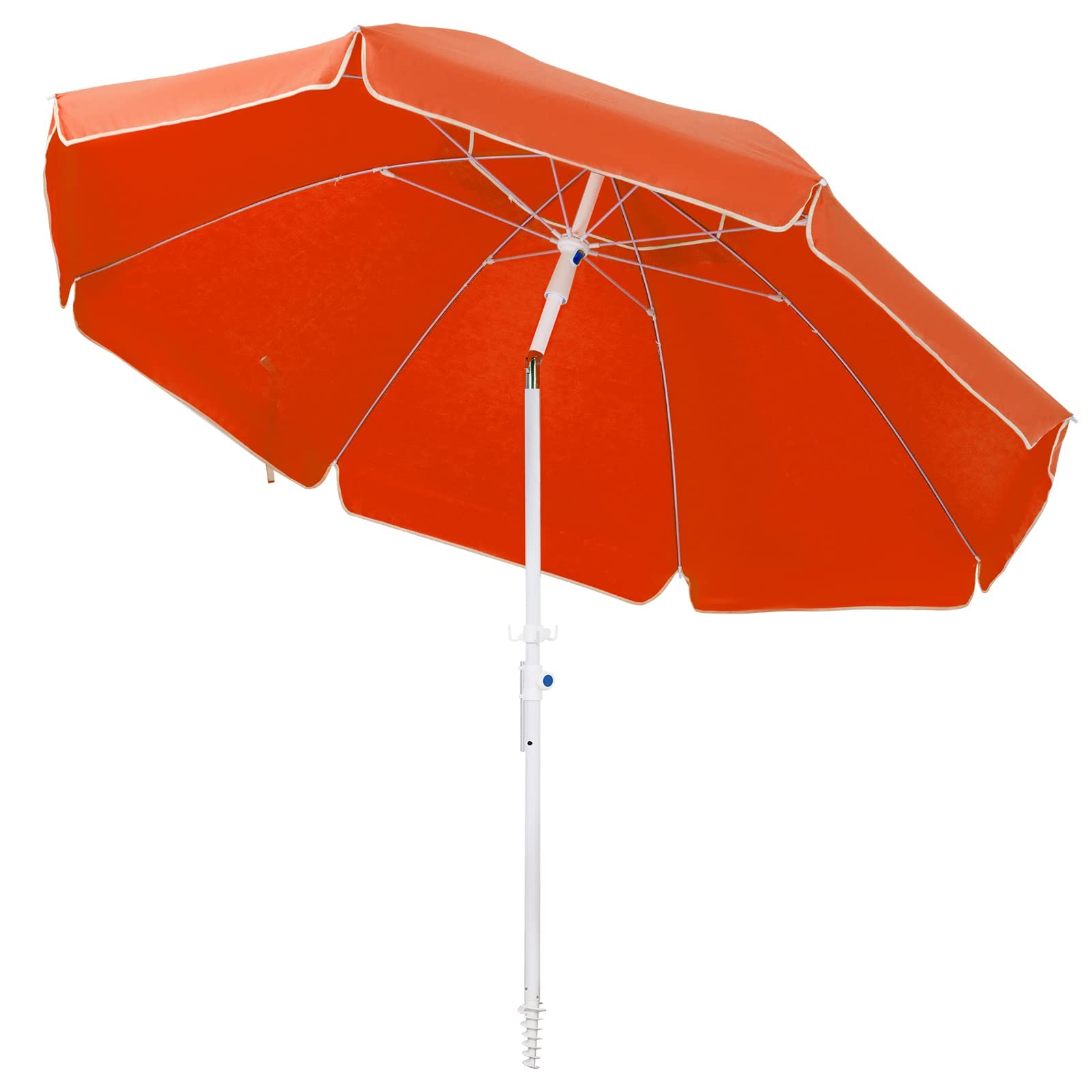 MEWAY 8.5ft Beach Umbrella with Detachable Sand Anchor & Tilt Mechanism, Portable UV 50+ Protection, Outdoor Sunshade Umbrella with Carry Bag, for Garden Beach Outdoor