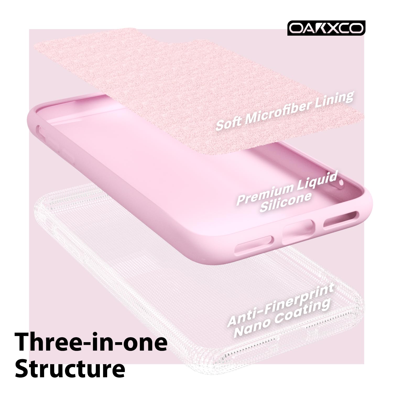 oakxco for iPhone 16 Pro Max Case Liquid Silicone, Soft Rubber Gel Elegant Aesthetic Basic Simple Cover, Cute Thin Slim TPU Matte Solid Color Plain Smooth Case for Women Girl, Light Pink — view 926