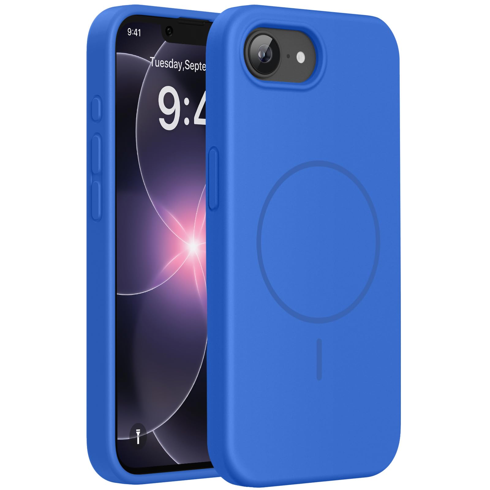 Miracase Silicone & Magnetic for iPhone 17e/16e Case, Mediterranean Blue | Compatible with MagSafe, Soft Microfiber Lining, Premium Silicone Case Shockproof Drop Protection Phone Case for 17e/16e