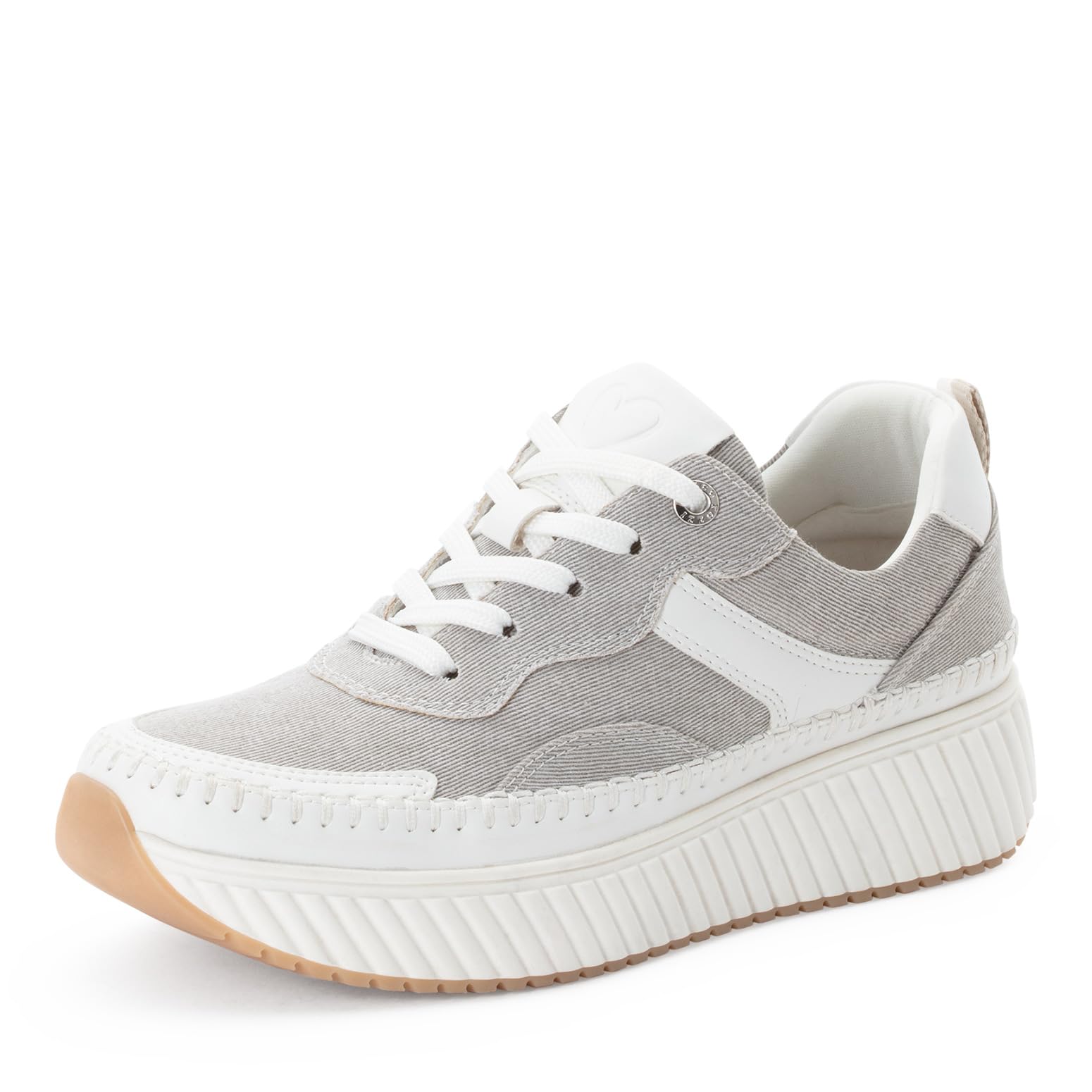 MARCO TOZZI Women Sneaker Soft Feel Me Removable Footbed Stylish, Grey (LT.Grey STR.), 6 UK
