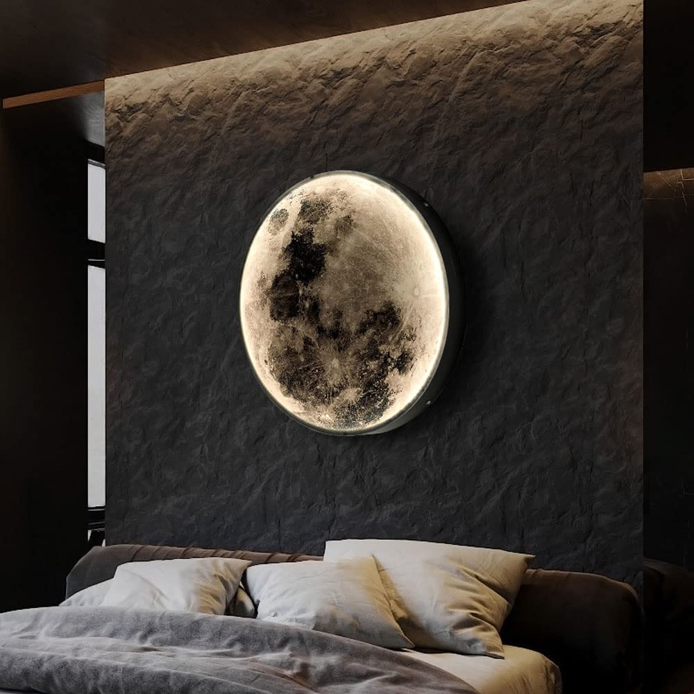 Applique da Parete Moderne a LED, Lampada lunare Creativa, Lanterna Universo, luci da soffitto per Camera da Letto, Soggiorno, Sfondo Decorativo tricromatico, 19,68 Pollici