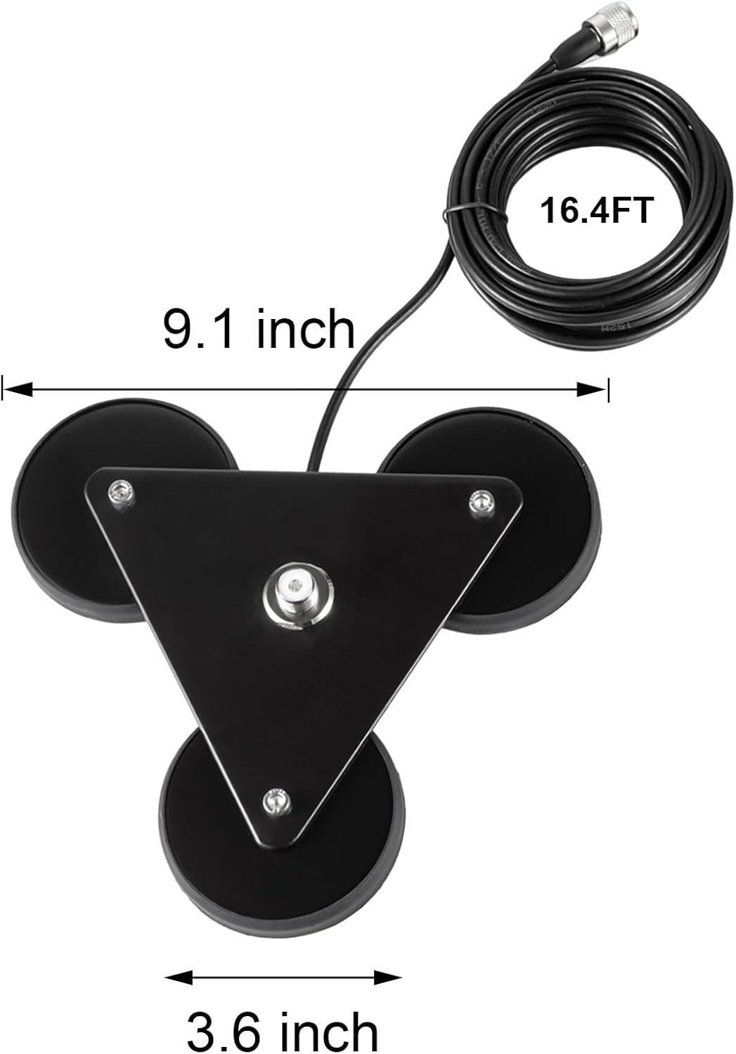 Heavy Duty 8.8inch Triangle Super Strong Magnetic Base Mount SO-239 Connector with 16.4FT Cable PL-259 Plug for Car Bus Mobile CB Ham Base Station Radio Truck Marine UHF VHF Radio Antenna, Eifagur