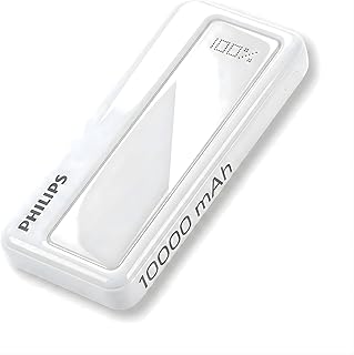 Philips 10000mAh 22.5W Fast Charging Power Bank (Alba White) with Digital LED Display | Type-C Input/Output | 3 Output Ports | Lithium Polymer Battery | Portable for Mobile, Tablet & Earbuds