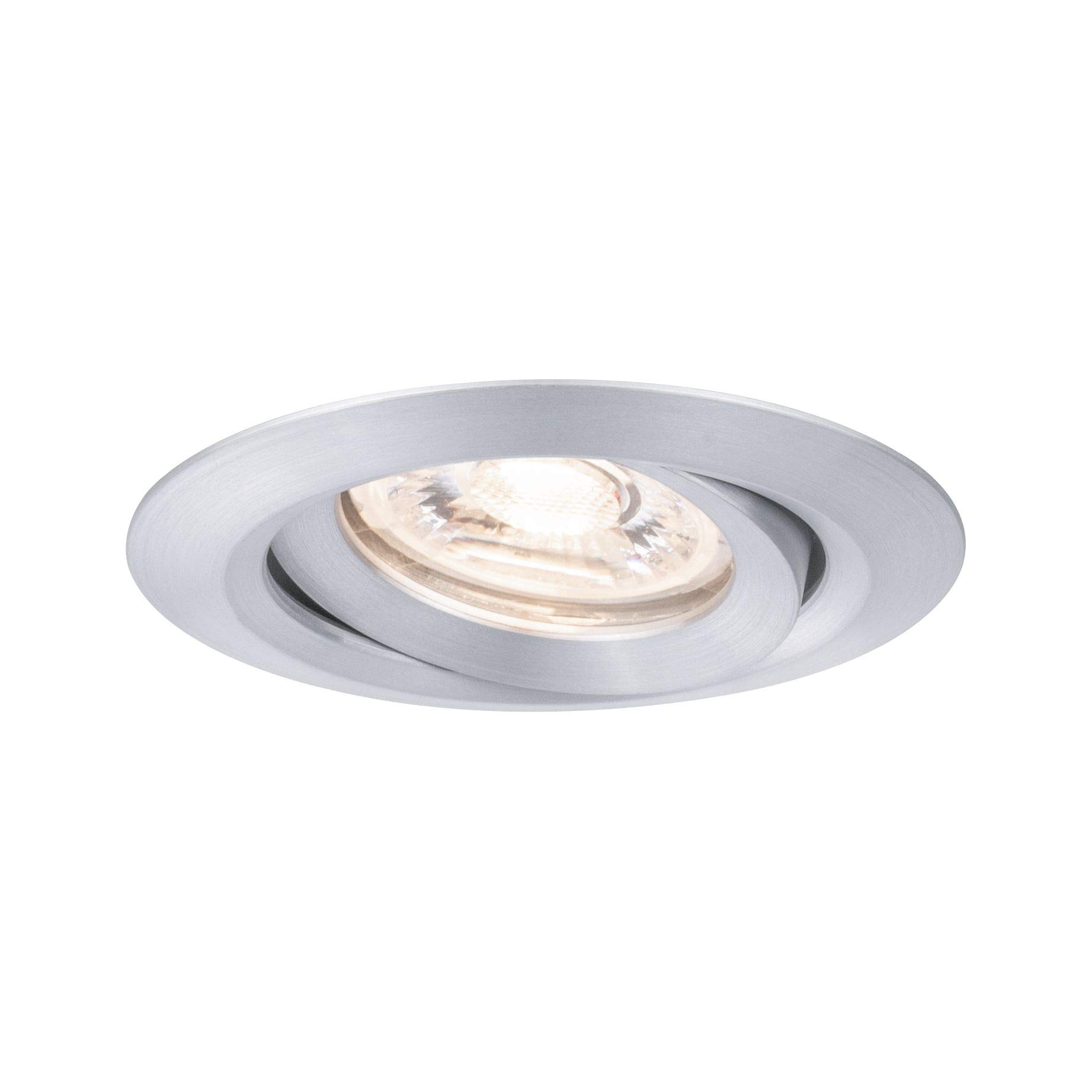 Paulmann 92974 Nova mini Plus LED recessed luminaire Coin EasyDim Round swivelling incl. 1x4.2 watt dimmable recessed Ceiling Spotlight Turned Aluminium recessed lamp Warm White 2700 K
