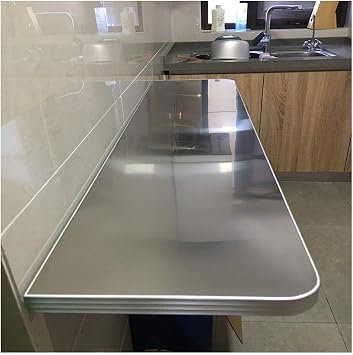 Wall-Mounted Dining Table Folding Kitchen Table Double-Leg Wall Table Stainless Steel Table Stainless Steel Table top Waterproof/Oil Resistant Easy to Clean Maximum Load Capacity 1