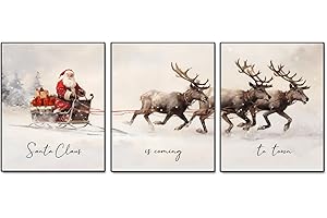 Christmas Santa Claus with a Sleigh Prints 11X14IN Poster Wall Art Home Decor