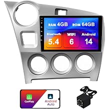 4+64G Android 14 Double Din Car Radio Stereo for Toyota Matrix 2009-2014 with 9" Touchscreen Radio Built-in Wireless Carplay/Android Auto/GPS/Bluetooth/FM/AUX-in/SWC/Camera