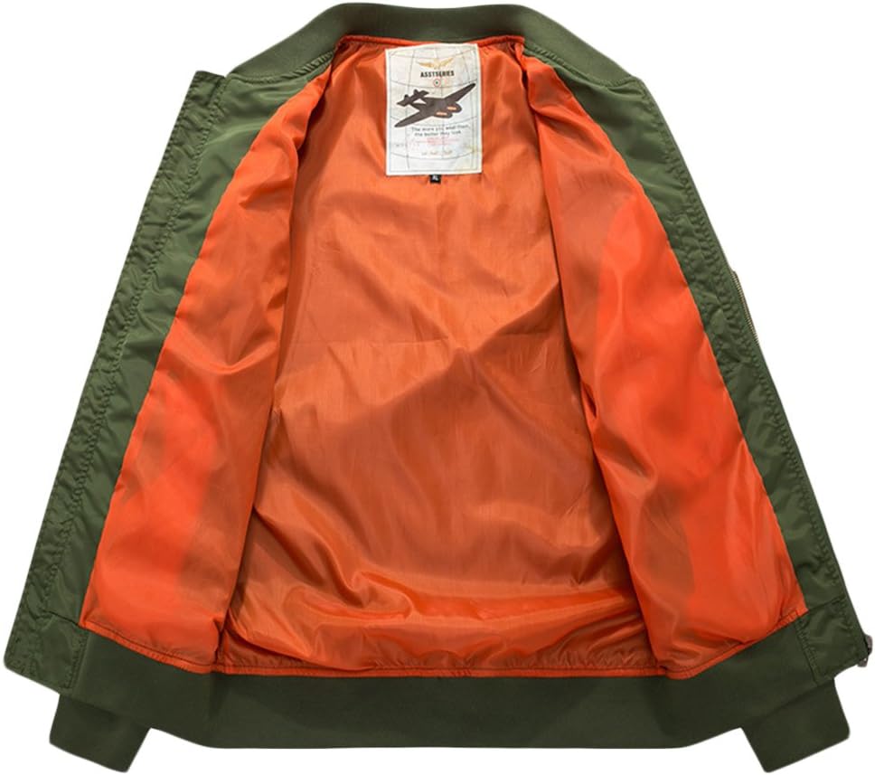 Lightweight Jackets, Men’s Bomber Jacket MA-1 Hip Hop Zipper Flight Coat