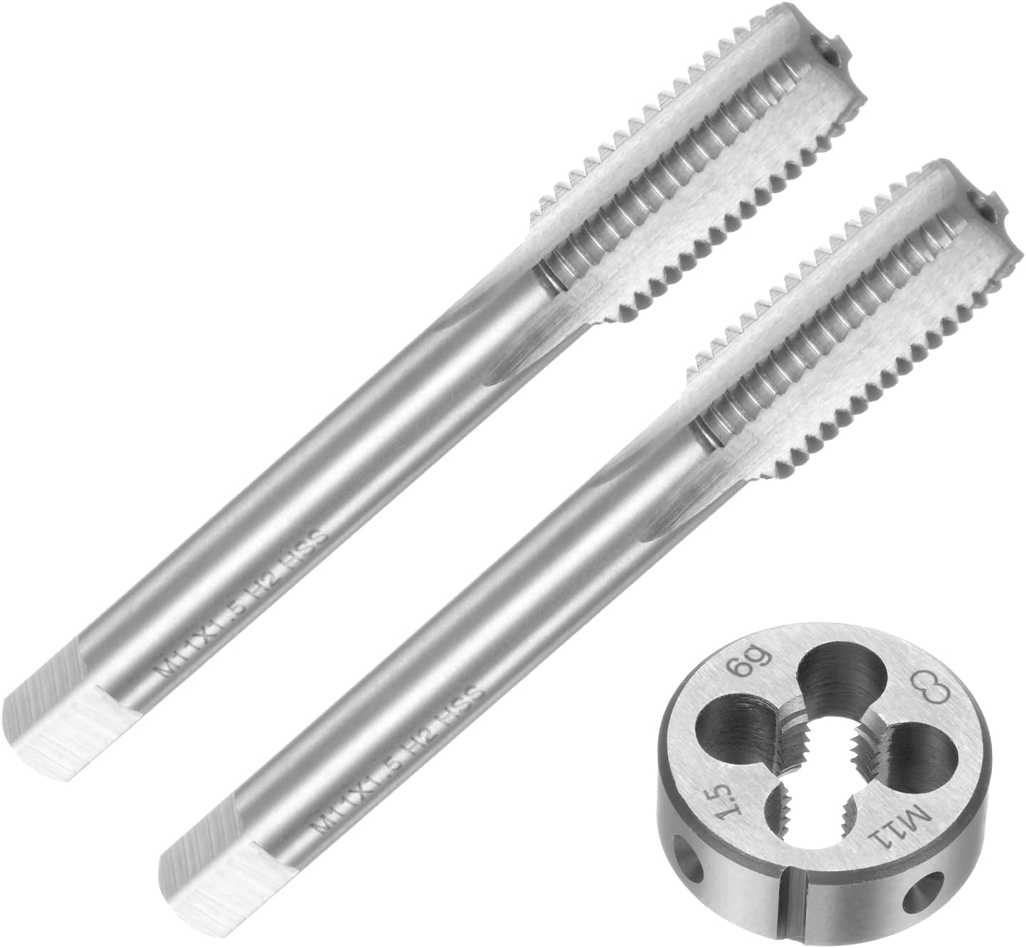 uxcell 3pcs Tap and Die Set, Metric M11 x 1.5 Thread Taps & Round Die