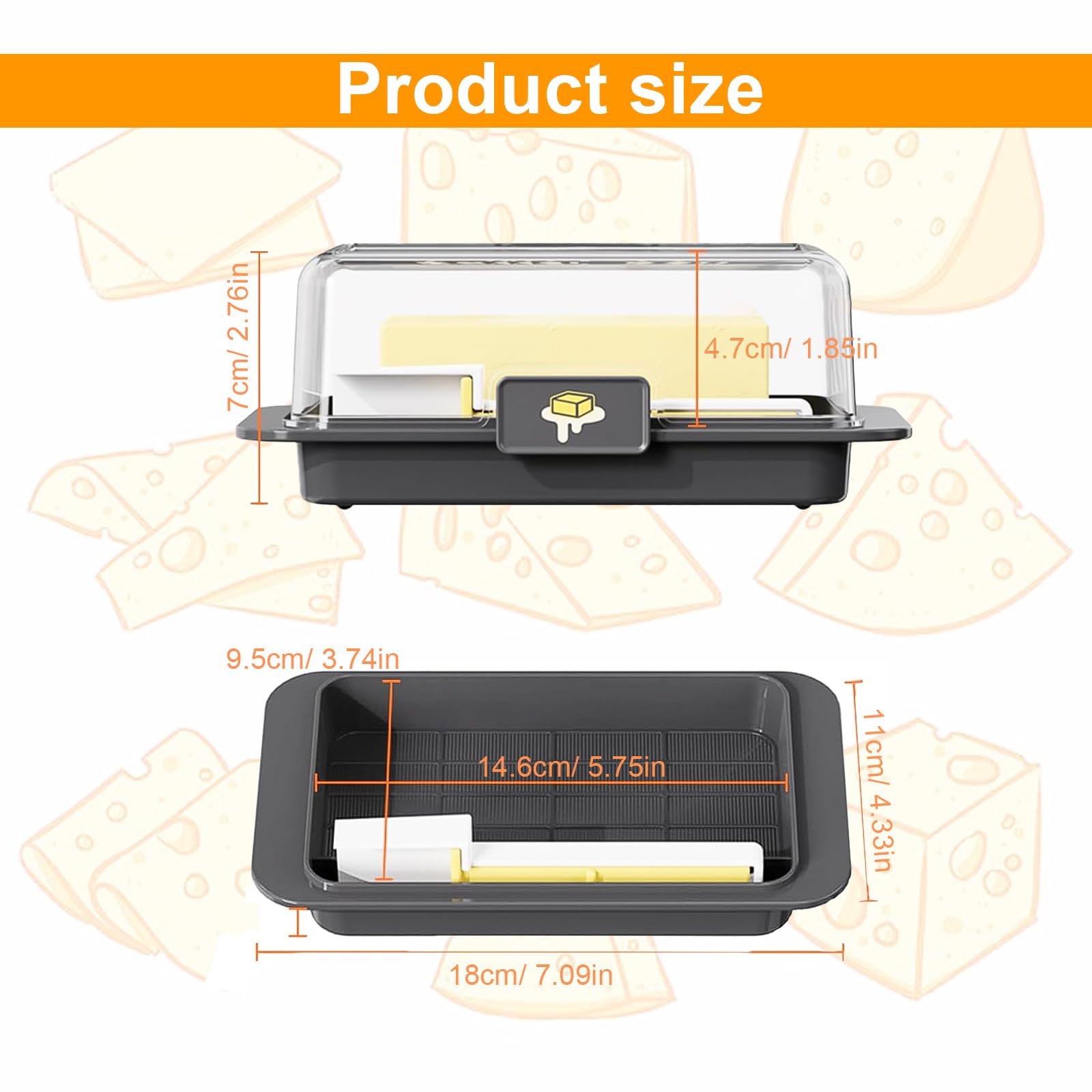 LINTRA Boîte à Beurre Noire Avec Couvercle Hermétique Et Cuillère Doseuse – Beurrier Design Moderne Pour Frigo, Fromage En Bloc, Pâtisserie – Pratique Et Élégant