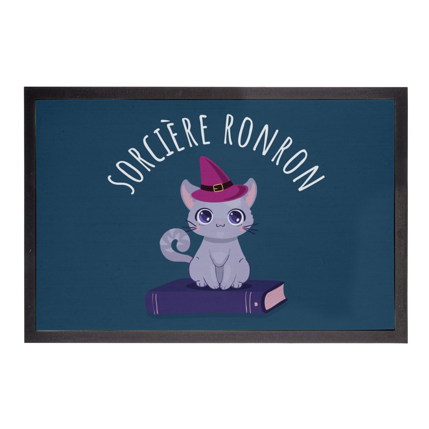 Paillasson bleu chat sorcière d'Halloween 60x40cm pour entrée mignonne