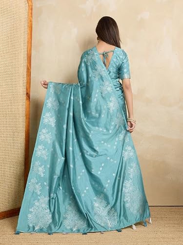 DOI MOI turquoise maheshwari silk saree – image 6