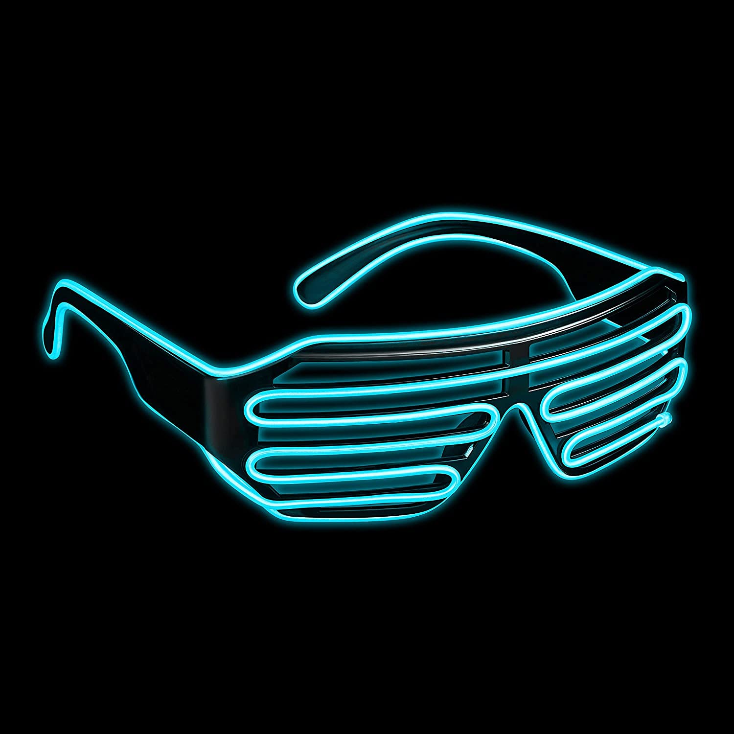 LED Sunglasses Light,Aquat Shutter EL Wire Neon Glasses LED Sunglasses Light Up Costumes for Party RB03 (Turquoise)