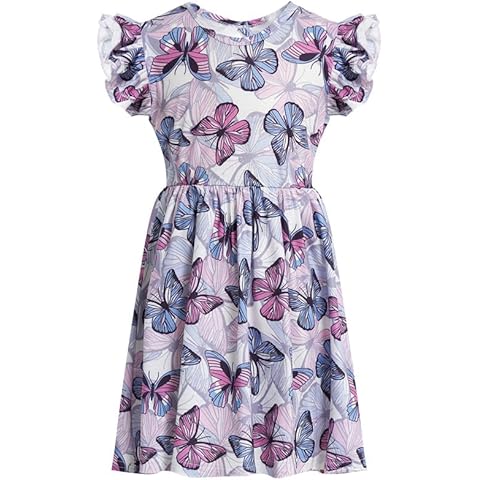 JiAmy Purple Butterfly Girls Summer Dress Cover
