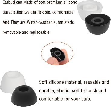 交換用イヤホンチップ シリコンGalaxy Buds 2 Proイヤーチップ Samsung Galaxy Buds 2 Proイヤーチップ対応 ヘッドホンラバーチップ イヤホンキャップ 6ペア S/M/L ブラック+ホワイト