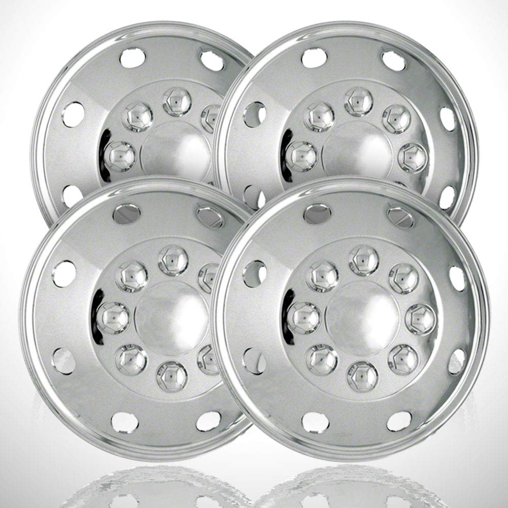 4-pack of 16.5' Metal Clip Retention Chrome 8 Hole Wheel Simulators