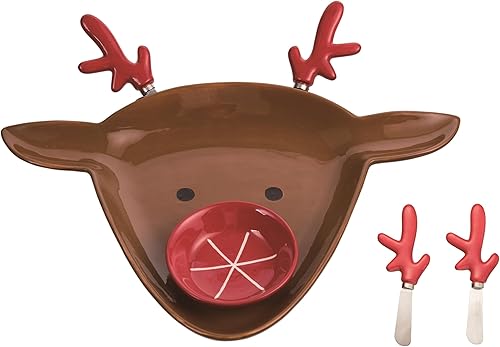 Transpac Transpac Dolomite - Juego de 4 chips de reno navideño marrón de 15 pulgadas, color marrón