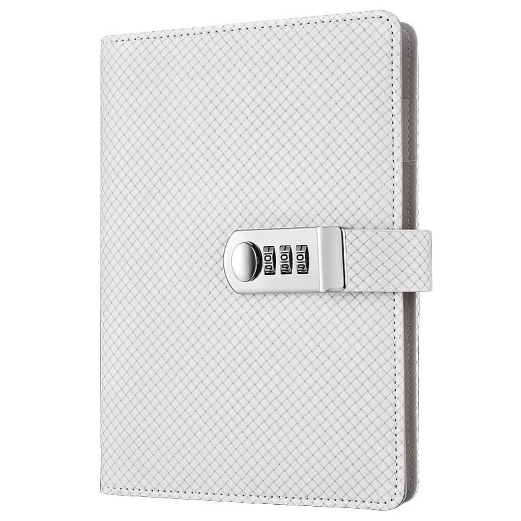 Segreti e storie: agenda per diario in pelle PU con serratura A5 per scuola e ufficio Argento 210 mm x 140 mm