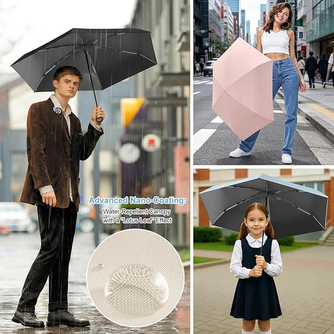 Image of Zemic Umbrella, UV Big Size Umbrella for Sun Protection Rain Windproof Strong Large 3 Fold For Men Women Kids Boys Girls Perfect & Stylish Windproof & Compact''