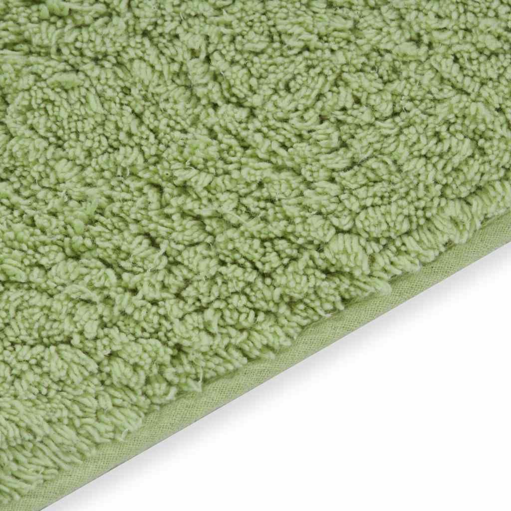 Set di 2 tappetini da bagno in 100% cotone, antistatico, assorbente, fondo antiscivolo, tappetino per WC per calore e comfort, facile da pulire, verde