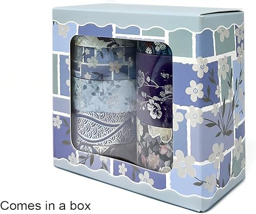 Miniatura 6 de allydrew Nature - Juego de cinta washi metálica para álbumes de recortes, papelería, diario, fabricación de tarjetas, (8 rollos), azul fresco floral