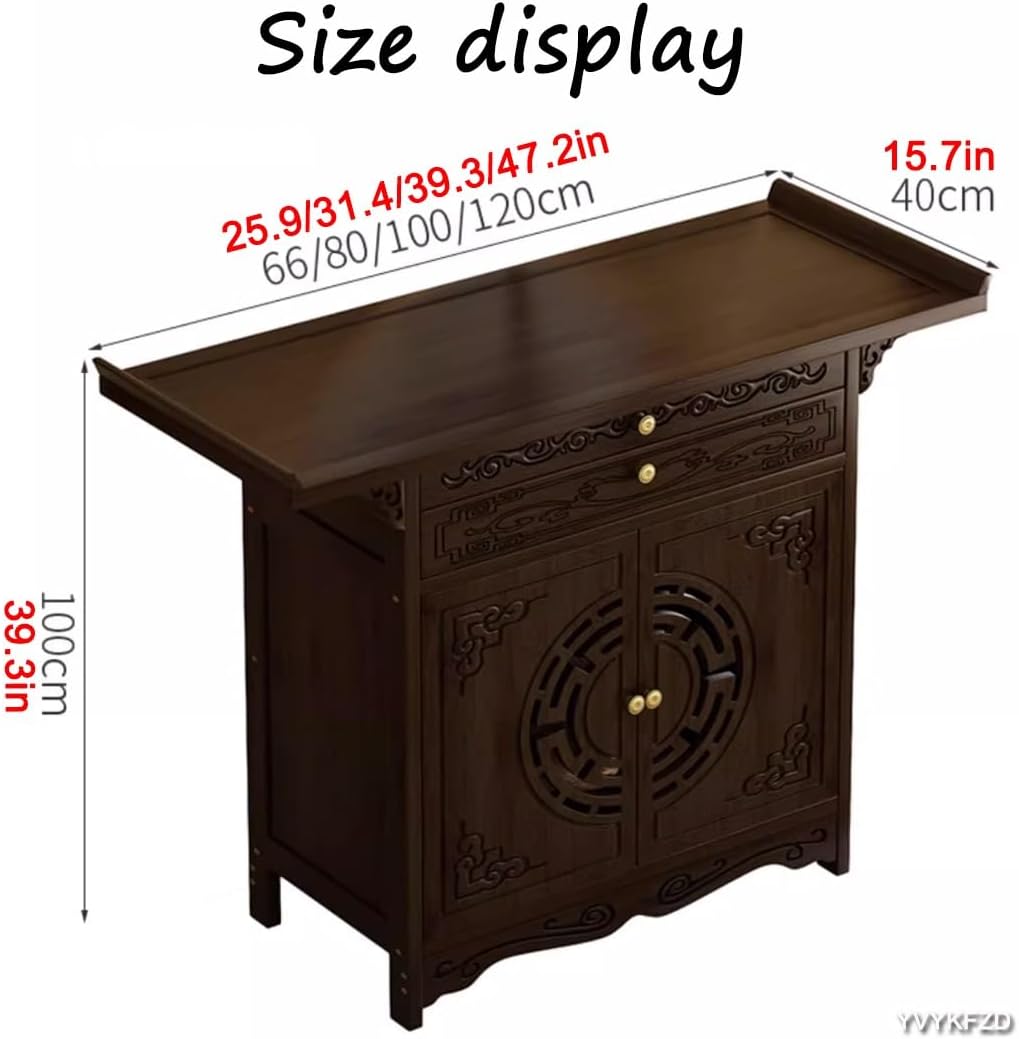 YVYKFZD Personal Shrine Altar Table Buddha Niche, Home Altar Cabinet Meditation Prayer Table with Storage, Chinese Cabinet Pedestal Offering Table Buddhist Altar(66x40x100cm/25.9"x15.7"x39.3")