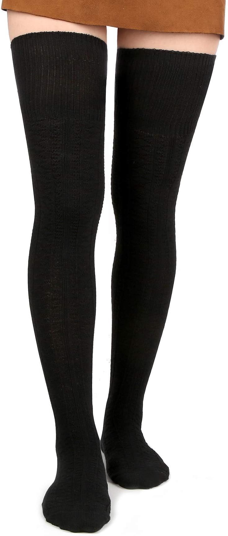 Women Thigh High Socks Extra Long Cotton Knit Warm Thick Tall Over the Knee Boot Stockings Leg Warmers Daily Wear