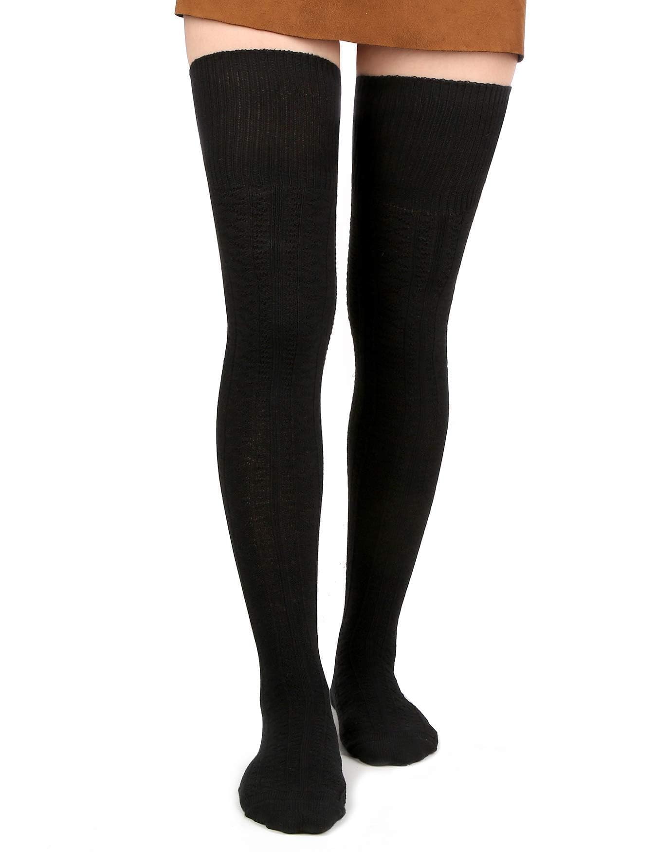 Moon Wood Women Thigh High Socks Extra Long Cotton Knit Warm Thick Tall Over the Knee Boot Stocking Leg Warmers Daily Cosplay