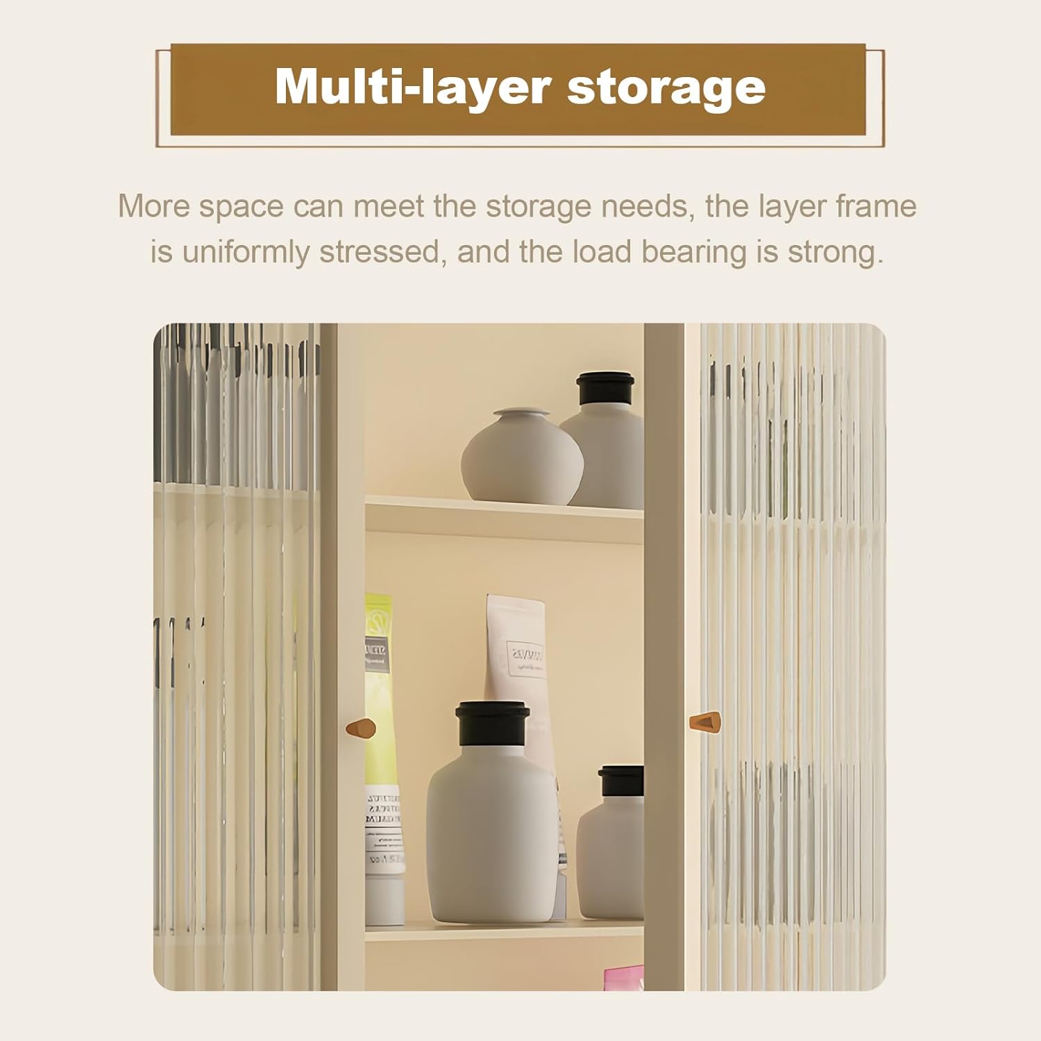 Bathroom Wall Cabinet 14 Inch Over The Toilet Metal Storage Cabinet with Glass Door, Wall Mounted Medicine Cabinet for Bathroom Laundry Room Bedroom (Beige, 23.6x13.8x6IN)