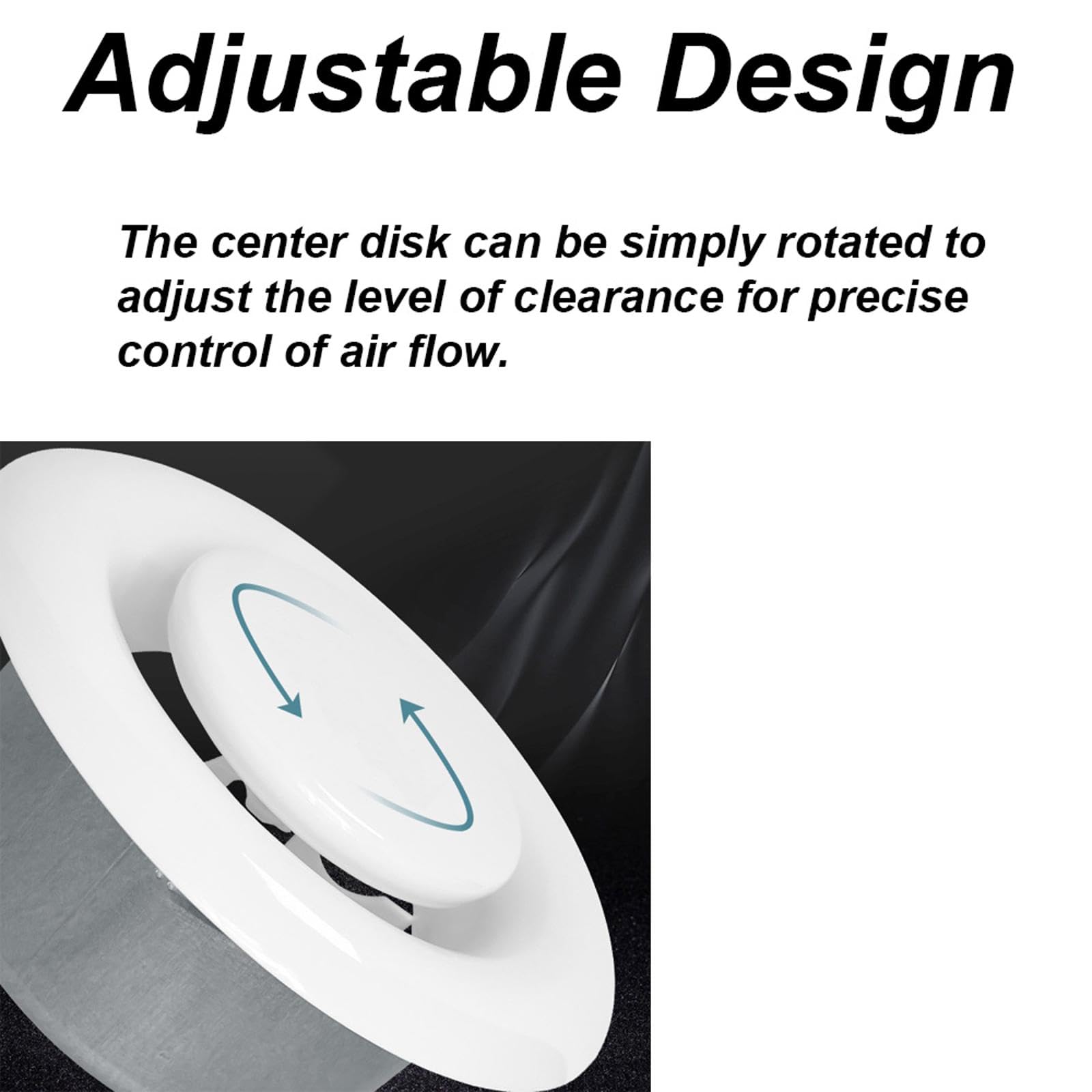 Adjustable Air Vent Cover, 100mm - 4 Inch Round Ceiling Vent Cover White Metal Ventilation Grille for Bathroom Kitchen Toilet Caravan - Image 3