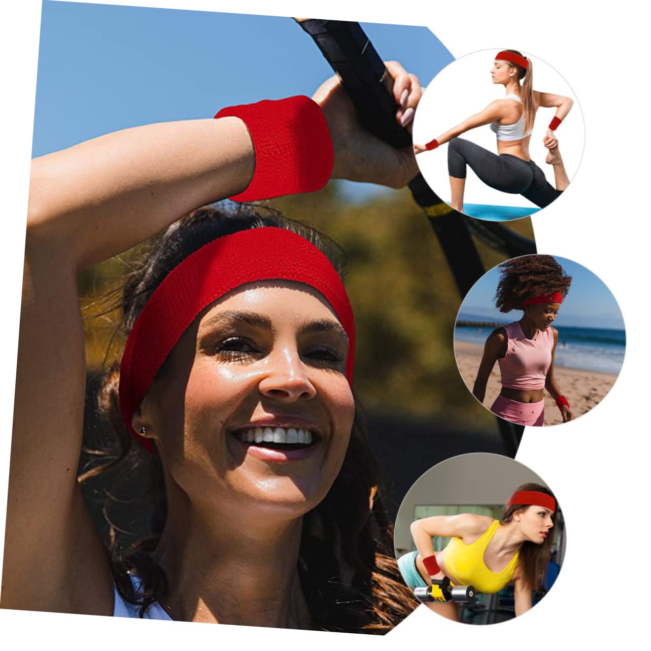 Sportarmbänder Satz mit Stirnband und Schweißbändern aus Polyester
