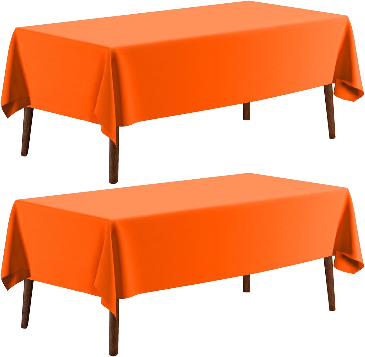 CXPSINC Plastic Tablecloth 54" x 108"Disposable Tablecloth Rectangle Plastic Table Cover for 6 to 8 Foot Tables Indoor or Outdoor Parties Birthdays Christmas (Orange, 2 Pack)