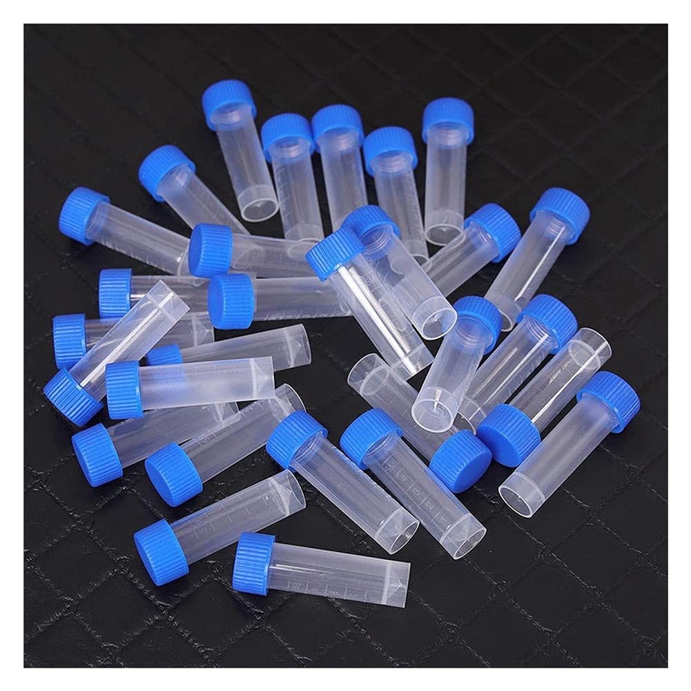 Chillers Provette in plastica Trasparente con Tappo a Vite Blu, 5ml provetta in plastica Trasparente provetta da centrifuga provetta provetta barattoli di spezie (Size : 300pc)