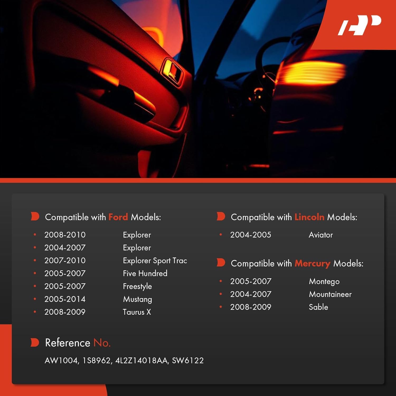 A-Premium Door Jamb Switch Compatible with Ford Explorer 2004-2007 2008-2010, Mustang, Explorer Sport Trac, Five Hundred, Freestyle, Taurus X & Lincoln Aviator & Mercury Mountaineer, Montego, Sable