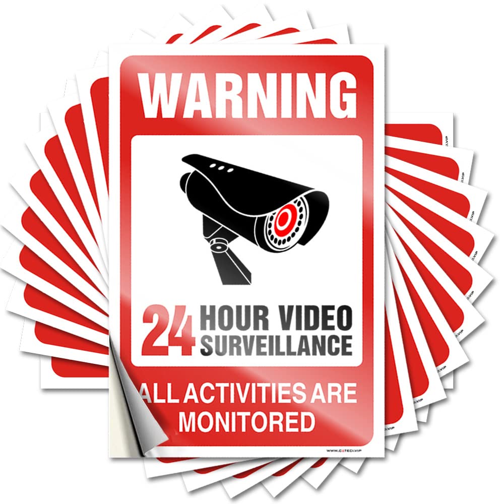 Video Surveillance Signs, No Trespassing Violators Will Be Prosecuted Decals Pool Decor | Cozy Bottle Removable Decal Pack(12X18CM)