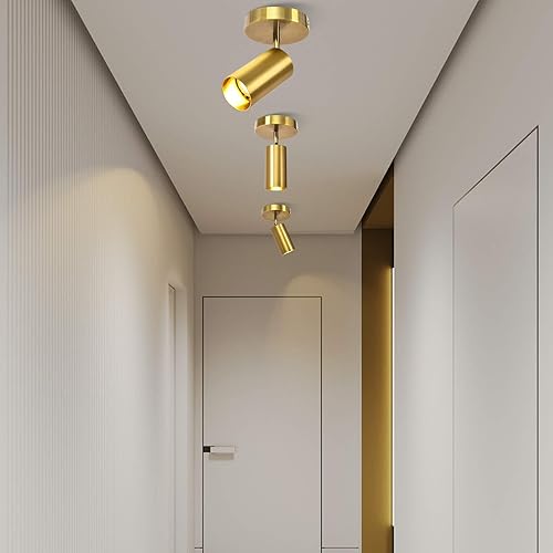 Miniatura 6 de Lámpara de techo de iluminación de pista, lámpara de techo dorada, focos Gu10, ajuste de ángulo interior, lámpara de pared moderna para sala de