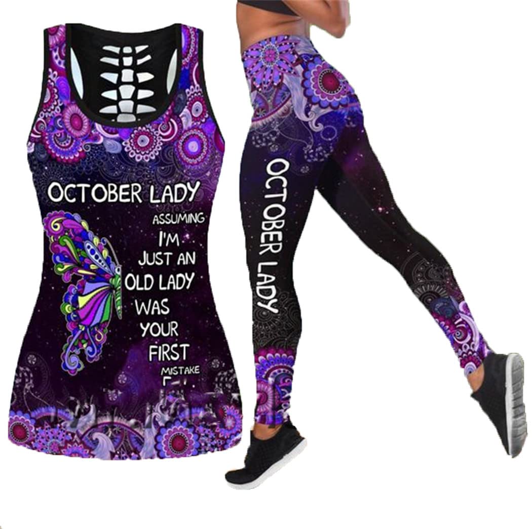 2-teiliges Freizeit-Sweatanzug, 3D-Druck, Schmetterling, hohles Tanktop, Yoga-Leggings, Jogging-Set, Activewear, Tanktops und Leggings, 52