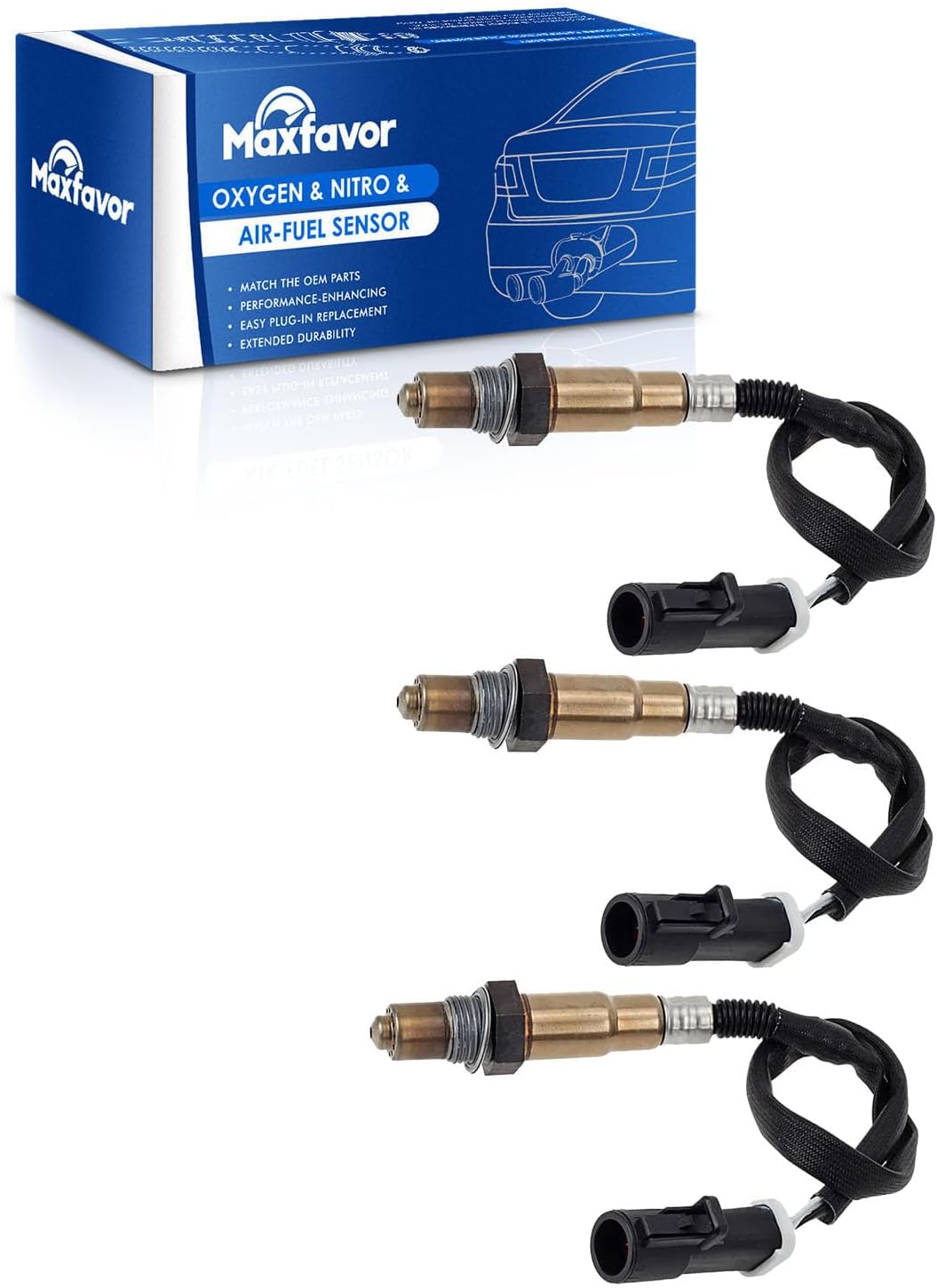 MAXFAVOR 3Pcs Oxygen Sensor Set Replacement for Ford Ranger 1997 1998 1999 2000 V6 4.0L 3.0L Upstream and Downstream O2 Sensor234-4403 x3 02 Sensor