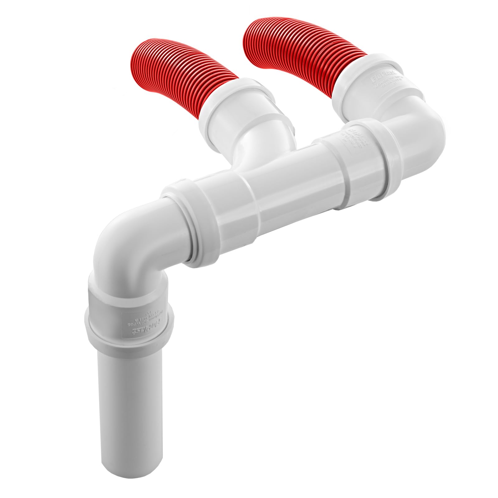 Bits4reasons Red Hose New Model Caravan (Twin) Red High Visbilty Safety Waste Water Outlet Pipe System Adaptor With Floplast Home Plumbing Grade Fittings Ce Standard Tested To En 1451