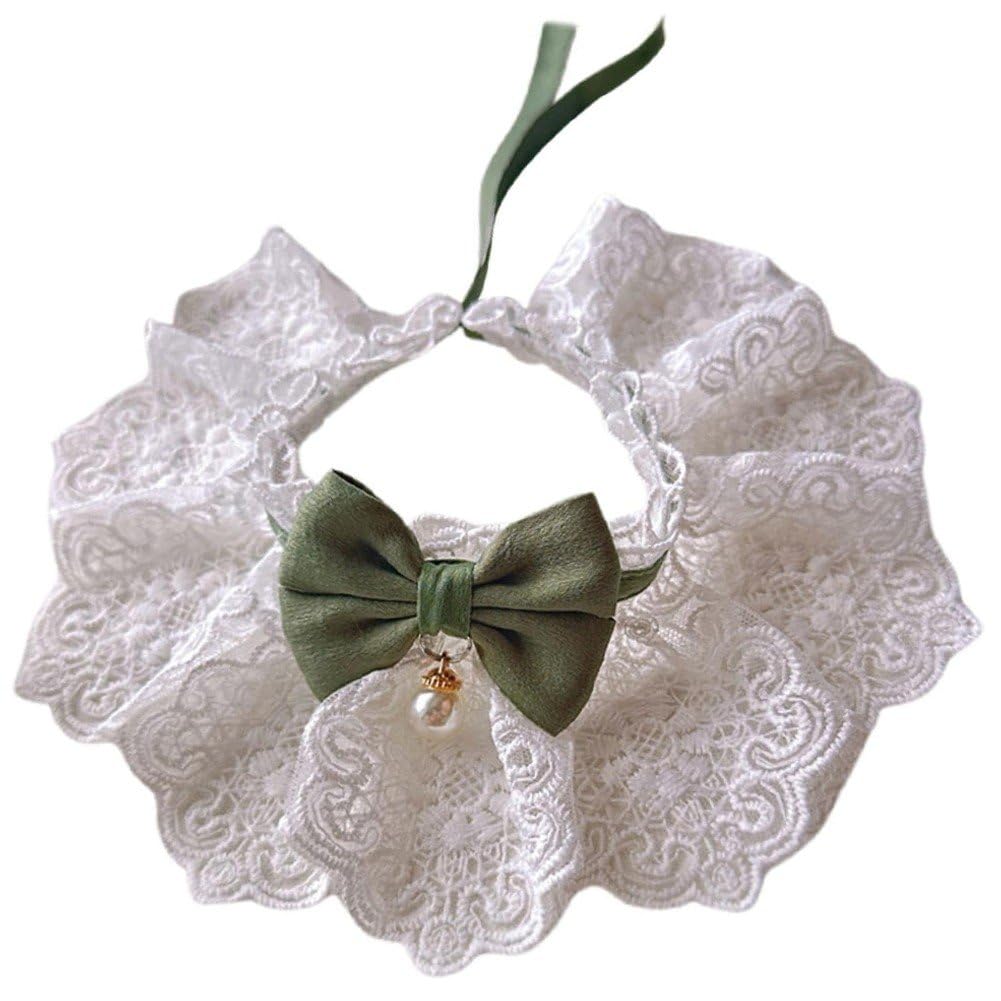 Baokuan Dog Cat Collar with Bell Bow Lace Pet Bib Cute Scarfs Necklace Neck Strap for Pet Costume Supplies