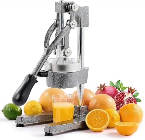 Manual Citrus Juicer Press, Heavy-Duty Cast Iron, Silver