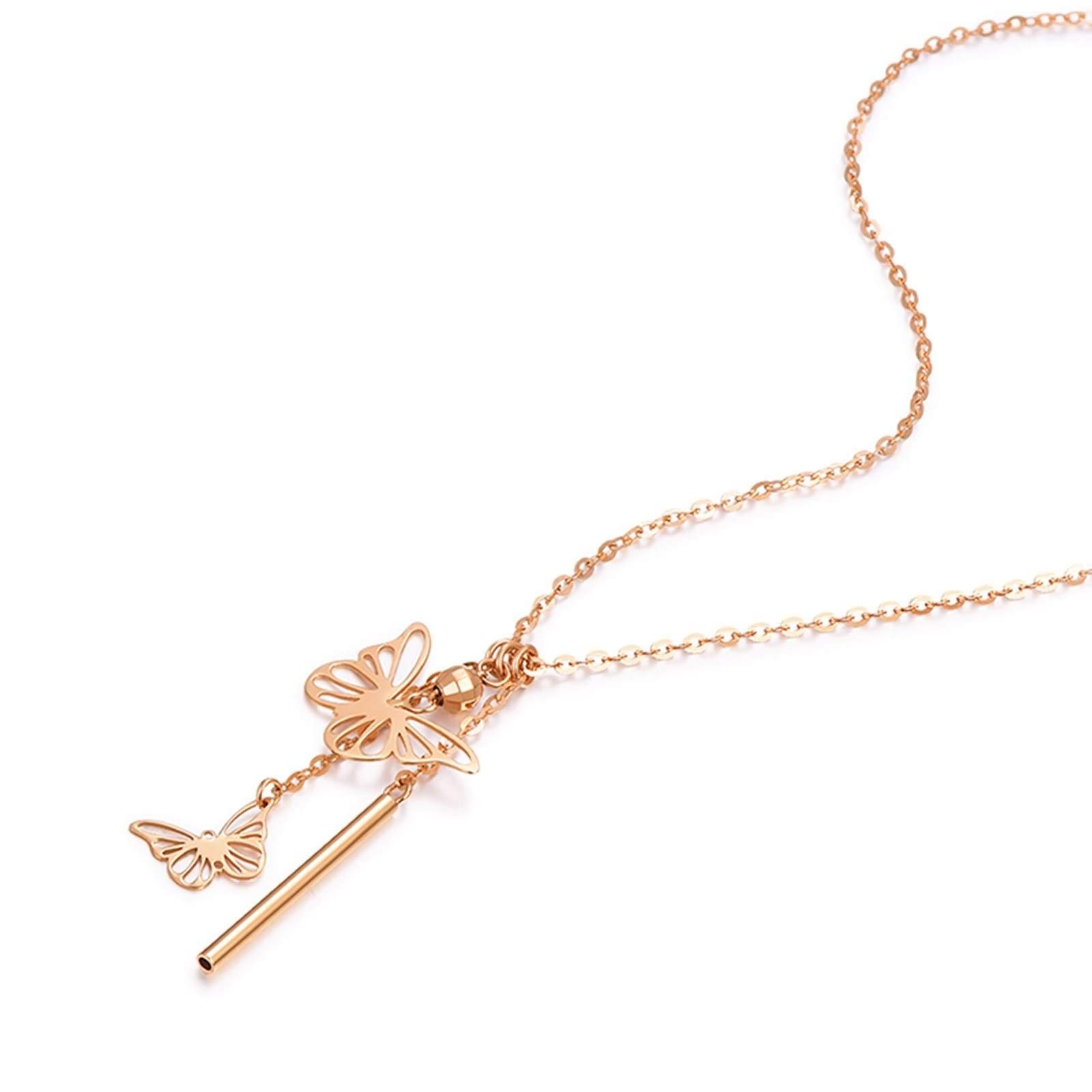 Collar con Colgante de Mariposa para Mujer, Oro Rosa de 18 Quilates, Regalo de Boda
